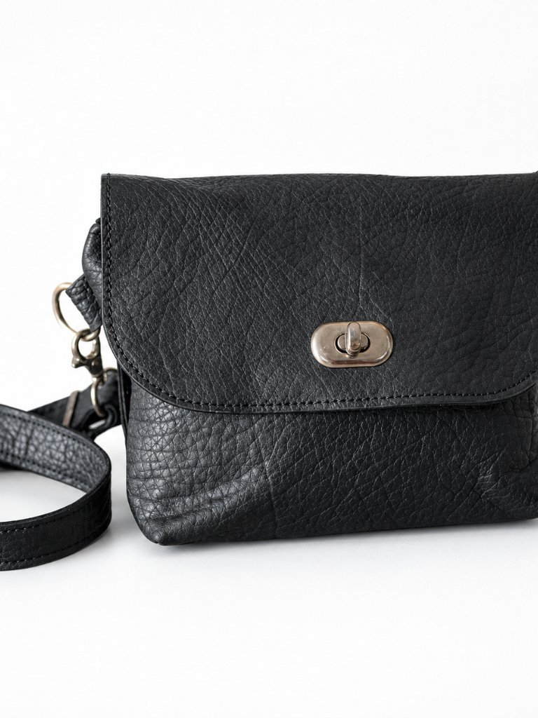 Black Buffalo Leather Crossbody / Waist Bag 7 Ways To Wear
